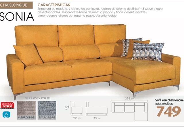 CHAISSELONGUE SONIA IZQUIERDA TAP FUTUR 25 GRIS
