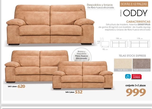 CONJUNTO 3+2 ODDY TAP LOFT GRIS 