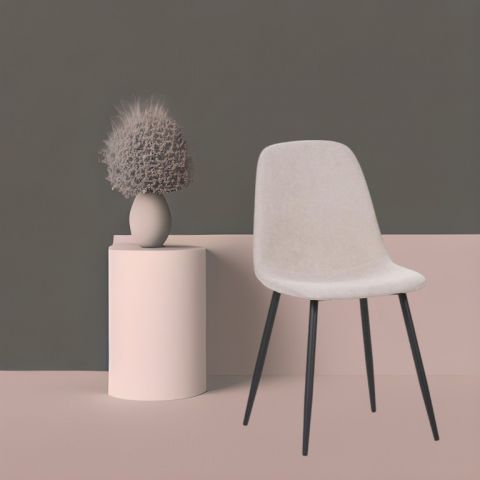 SILLA COMEDOR TURIN COLOR BEISH PATAS NEGRAS