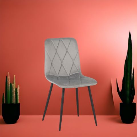 SILLA COMEDOR VELVET GRIS MARENGO PATA NEGRA
