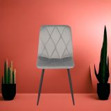 SILLA COMEDOR VELVET GRIS MARENGO PATA NEGRA