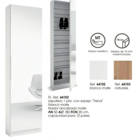 ZAPATERO TREND CON ESPEJO KIT 50*180*20 COLOR NATU