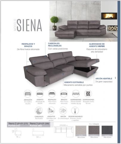 CHAISSELOUNGUE SIENNA 270 IZQ TAP VIVALDI MARENGO